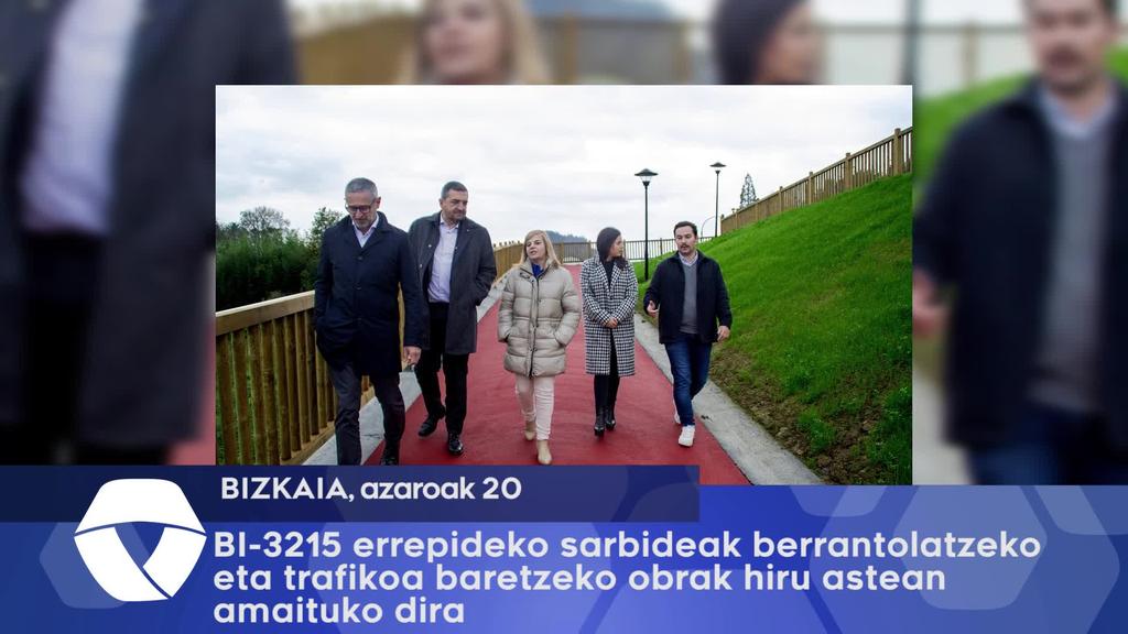 BI-3215 errepiderako sarbideak berrantolatzeko eta trafikoa baretzeko obrak hiru astetan bukatuko dira